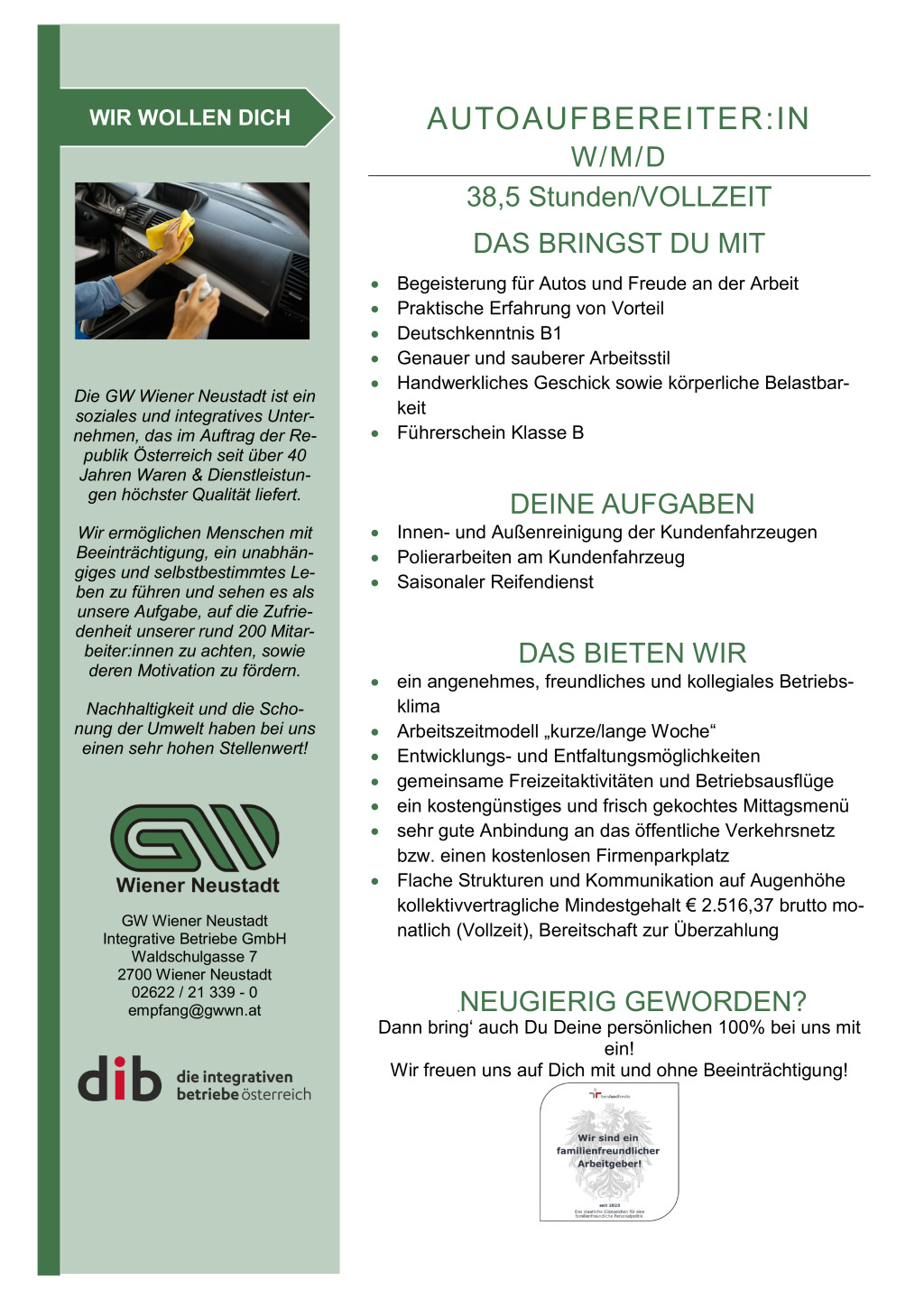 Autoaufbereiter:in (W/M/D)