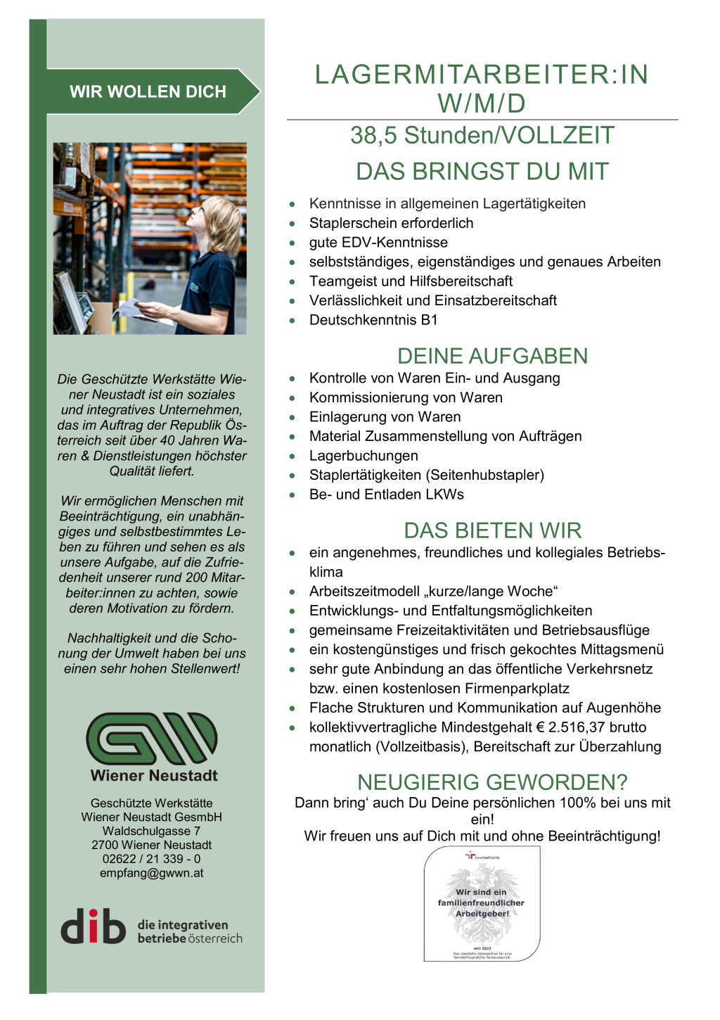 Lagermitarbeiter:in w/m/d