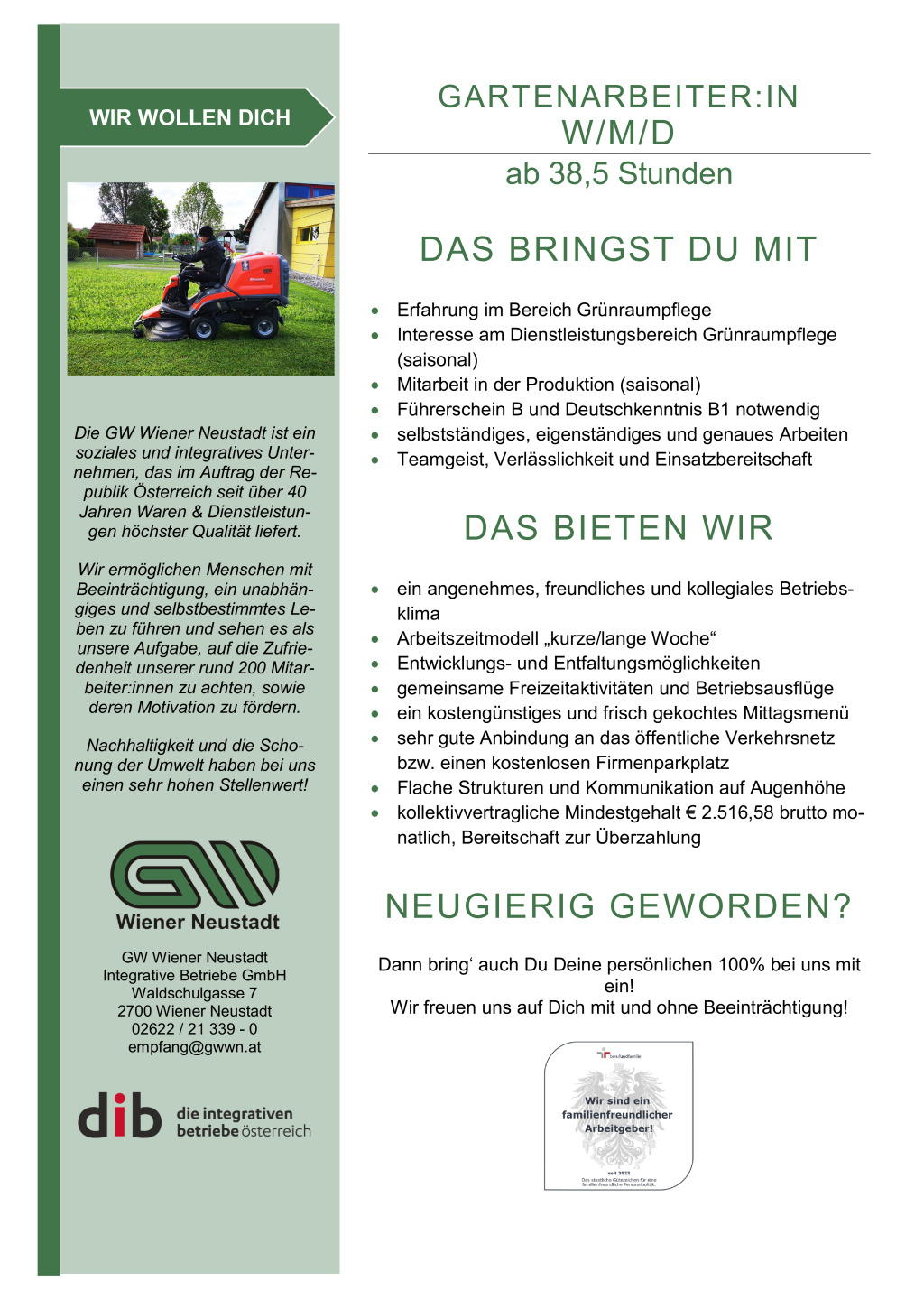Gartenarbeiter:in (W/M/D)
