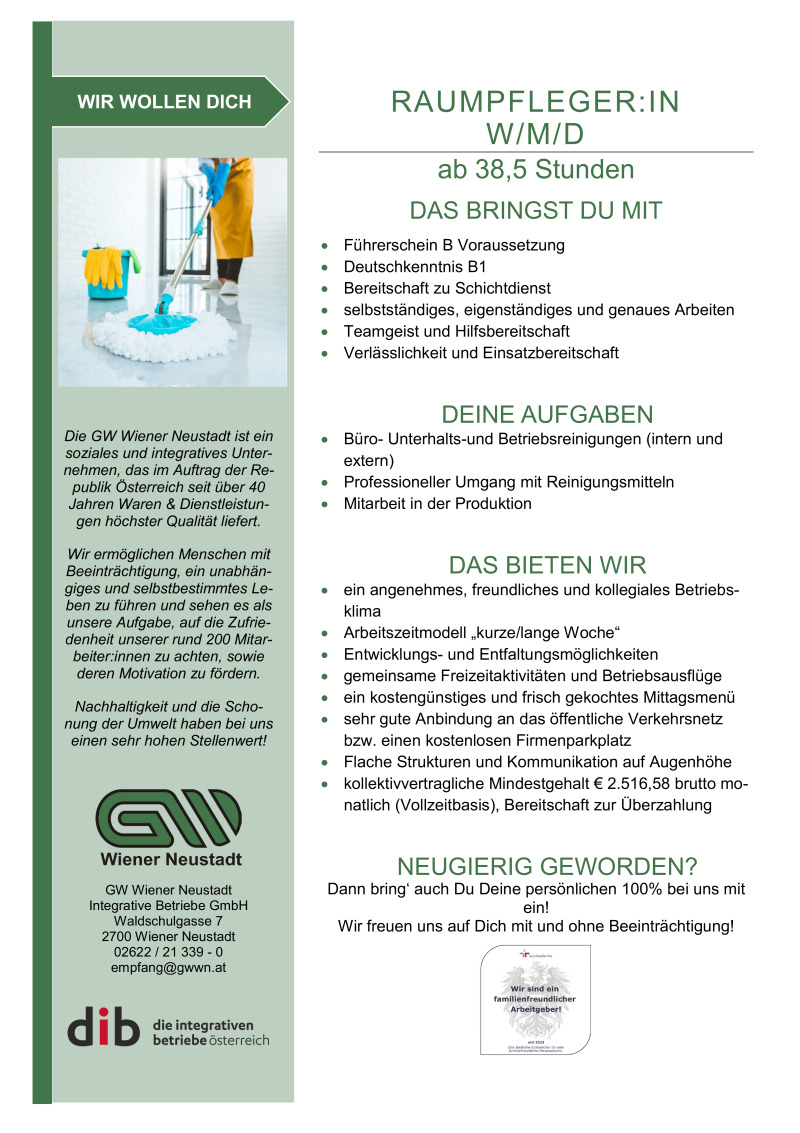 Raumpfleger:in (W/M/D)