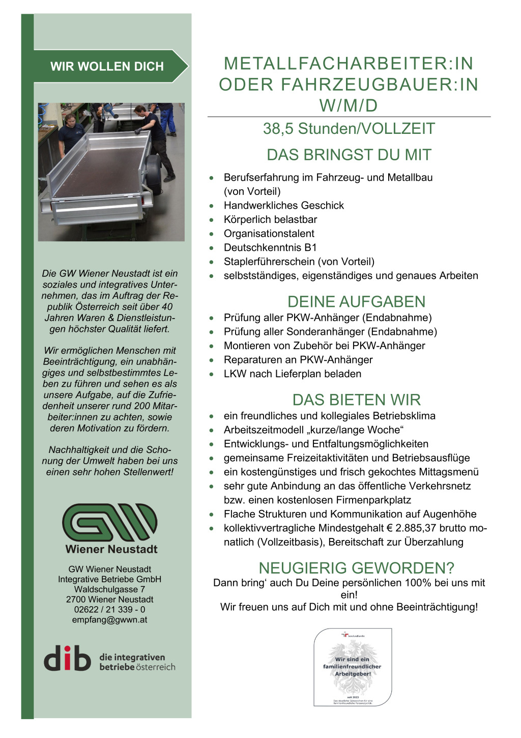 Metallfacharbeiter:in oder Fahrzeugbauer:in (W/M/D)
