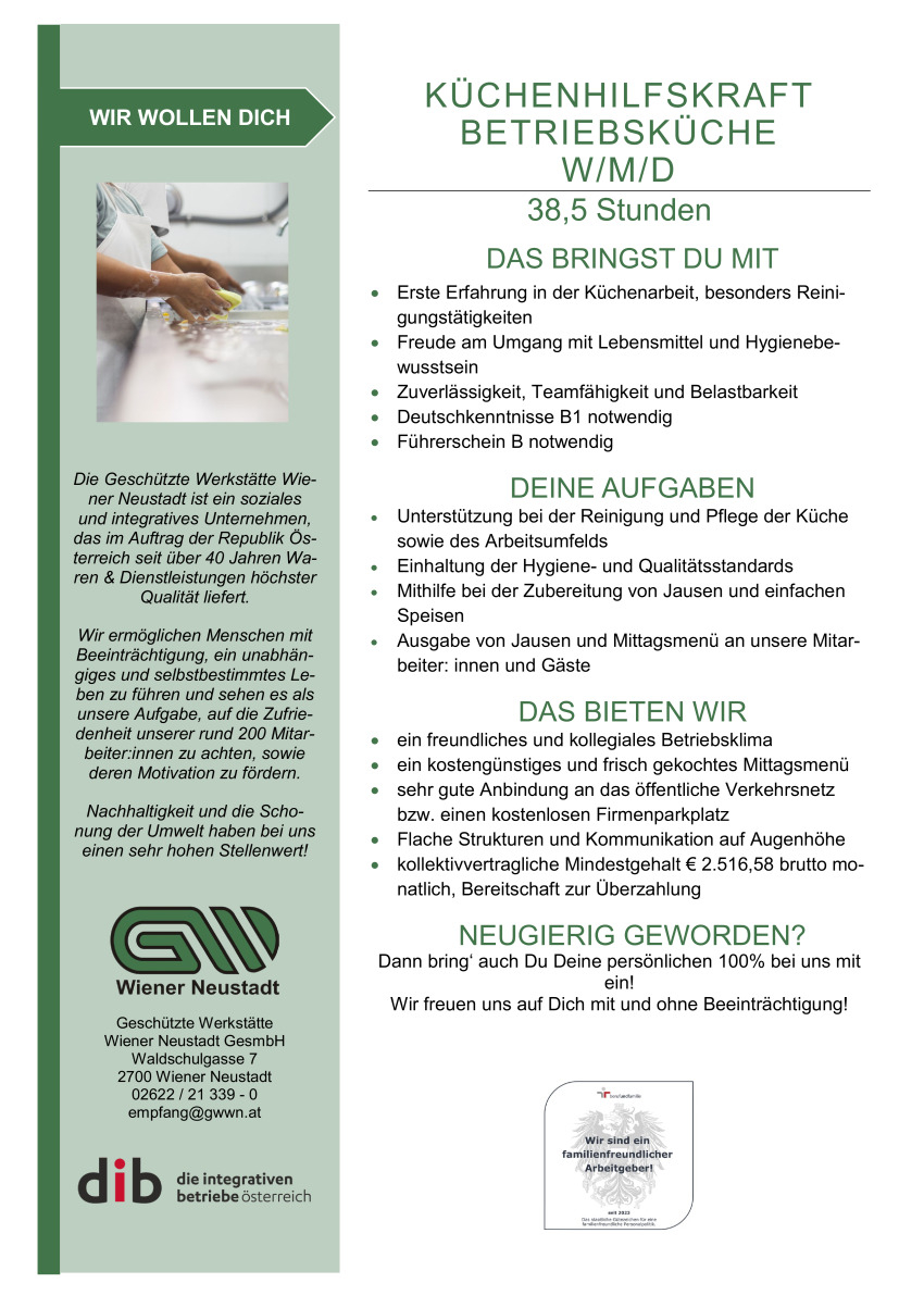 KÜCHENHILFSKRAFT (W/M/D)