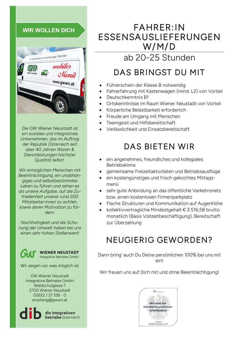 Fahrer.in Essensauslieferungen W/M/D