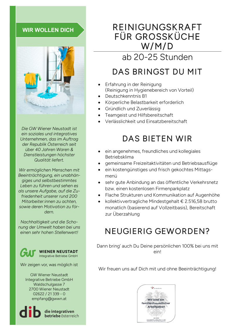 Reinigungskraft für Großküche W/M/D