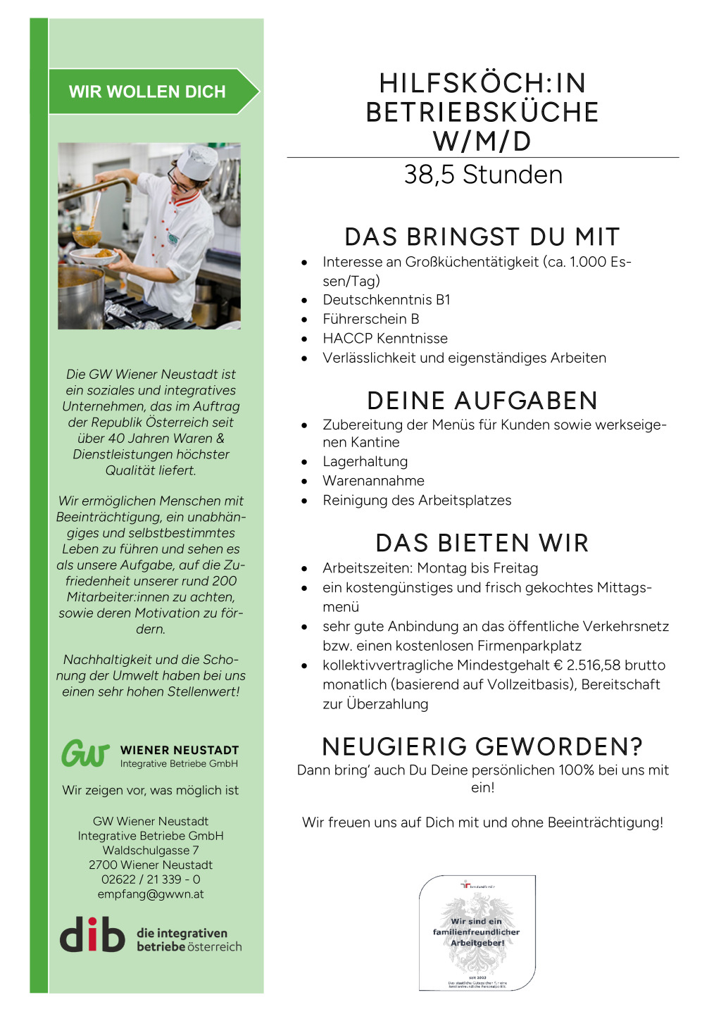 Hilfsköch:in/Koch (m/w/d)