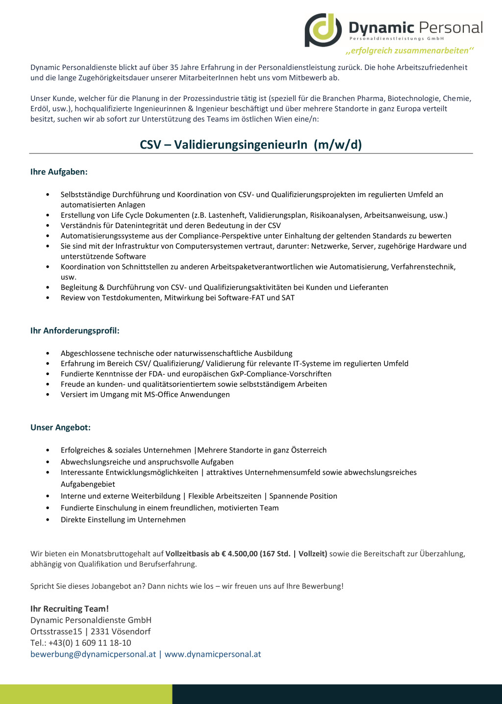 CSV – ValidierungsingenieurIn (m/w/d)