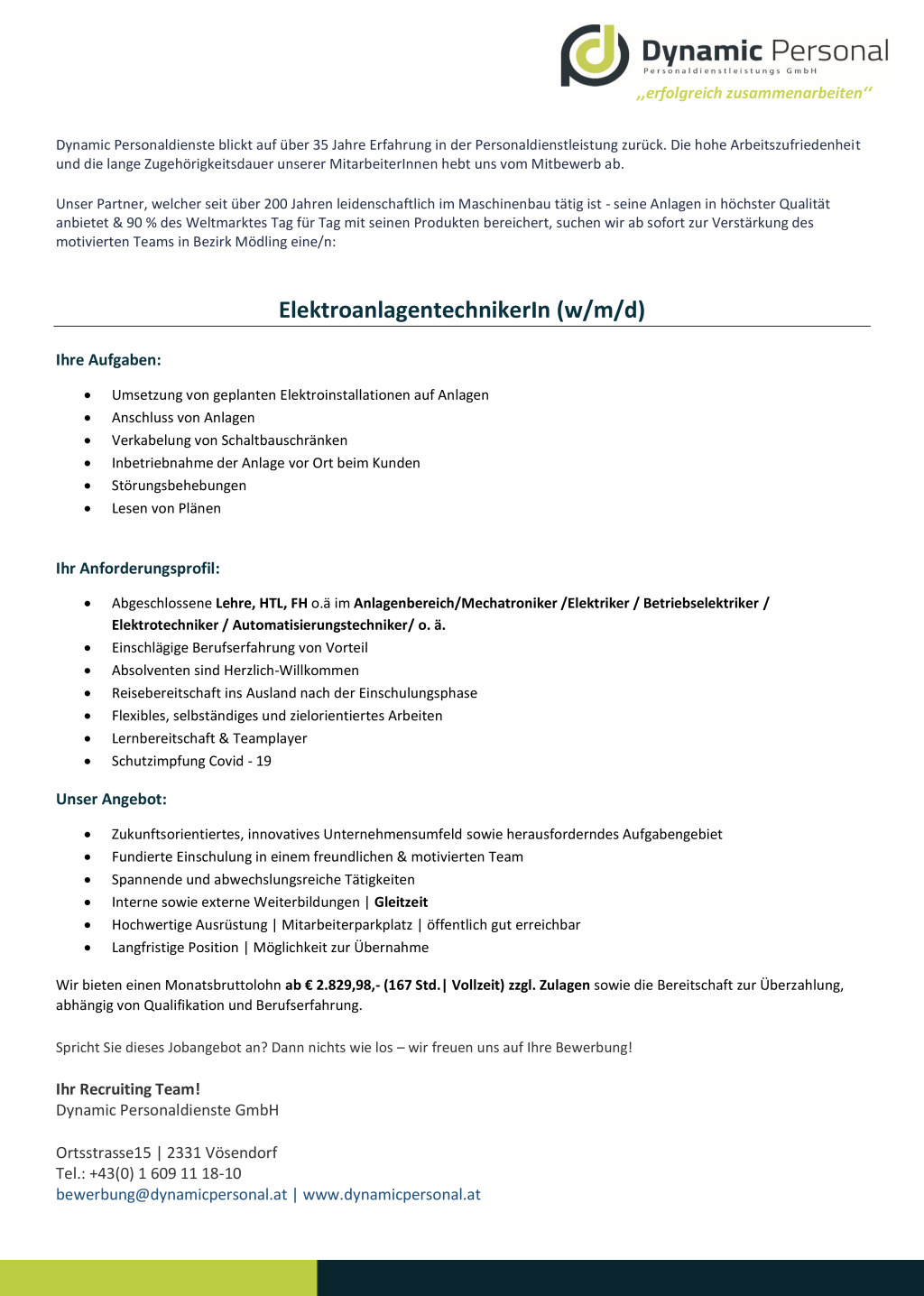 ElektroanlagentechnikerIn (w/m/d)