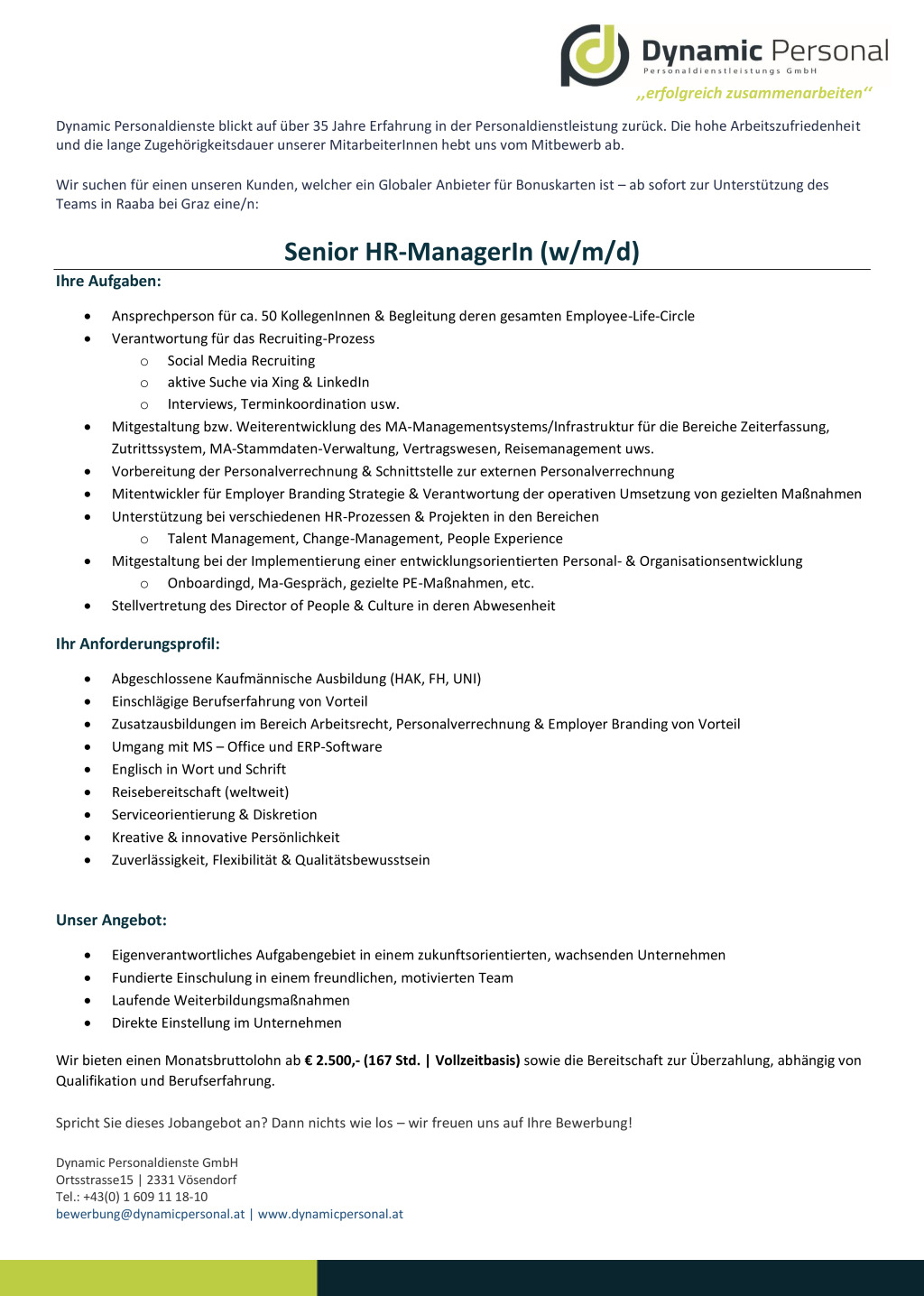 Senior HR-Manager (w/m/d)