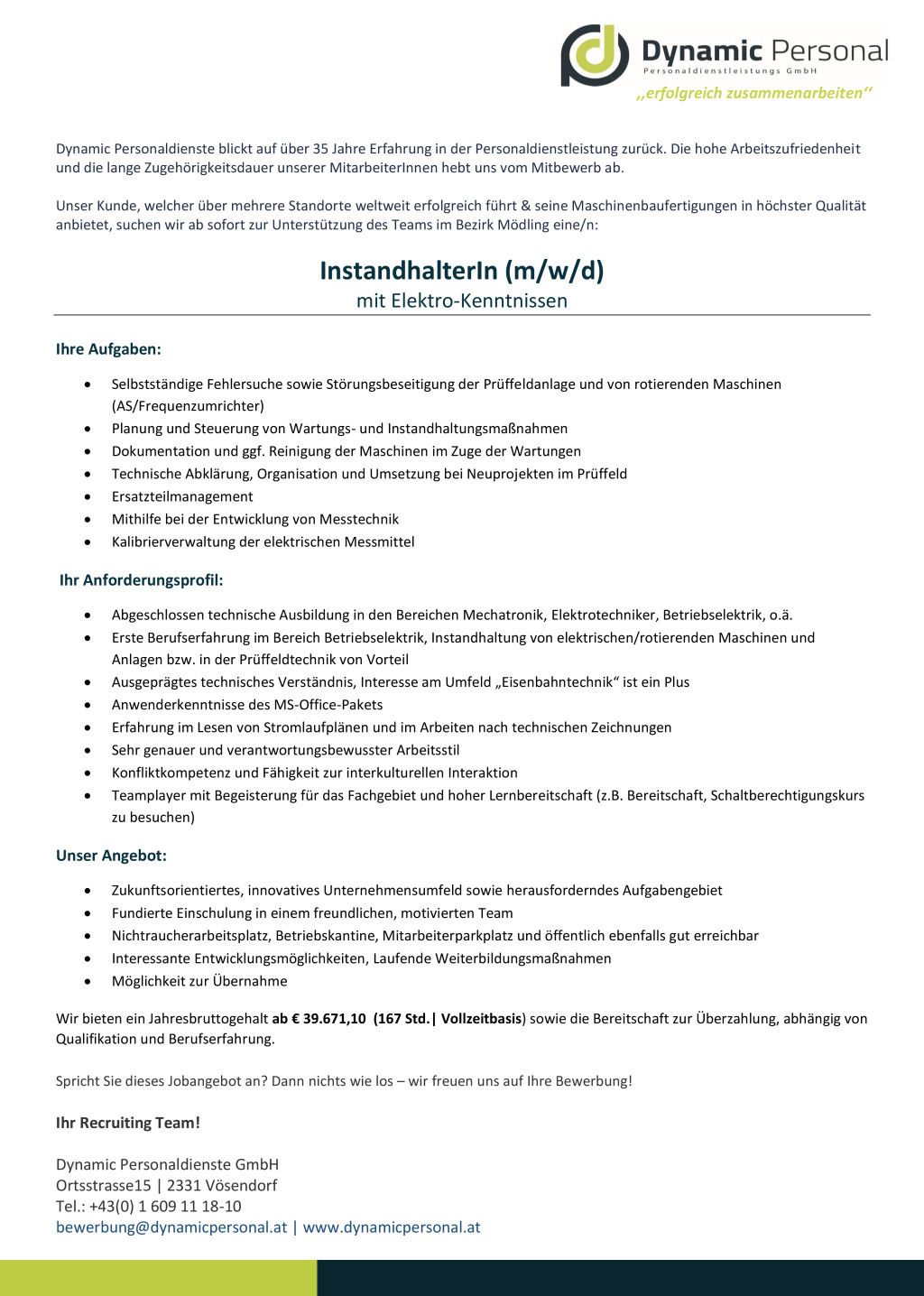 InstandhalterIn (m/w/d) mit Elektro-Kenntnissen