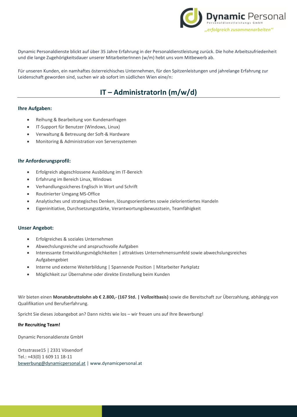 IT – AdministratorIn (m/w/d)