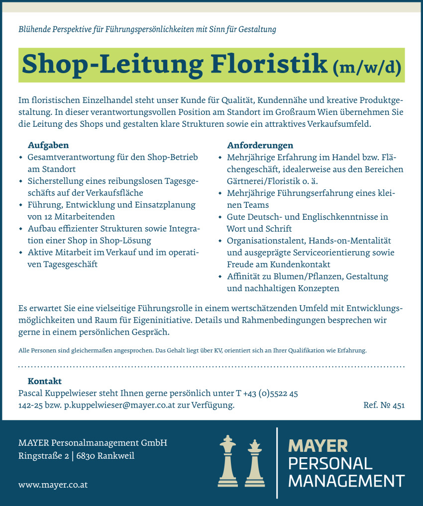 Stellenangebote bei Mayer Personalmanagement