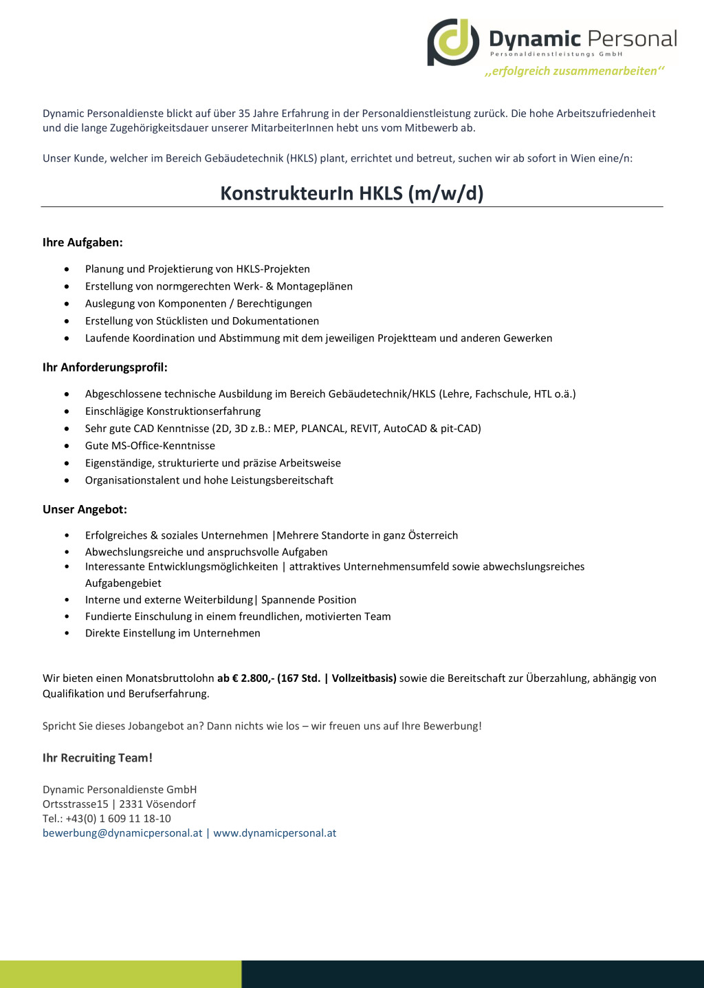KonstrukteurIn HKLS (m/w/d)