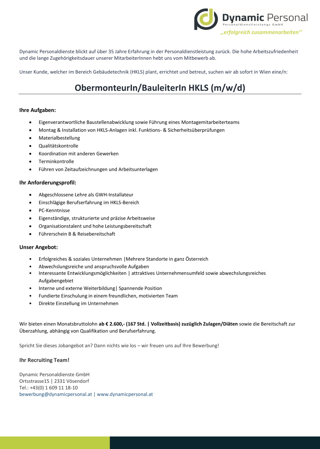 ObermonteurIn/BauleiterIn HKLS (m/w/d)