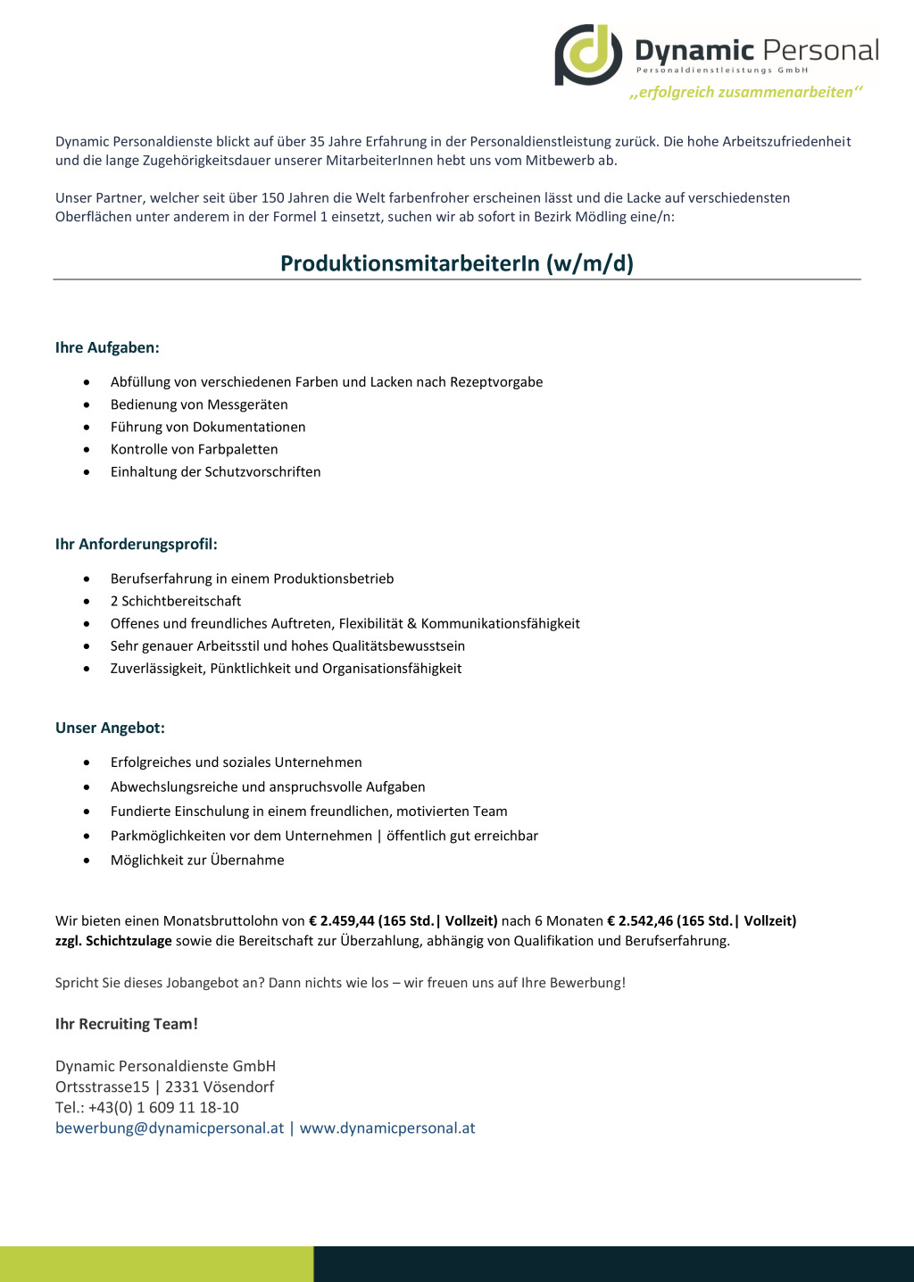 ProduktionsmitarbeiterIn (w/m/d)