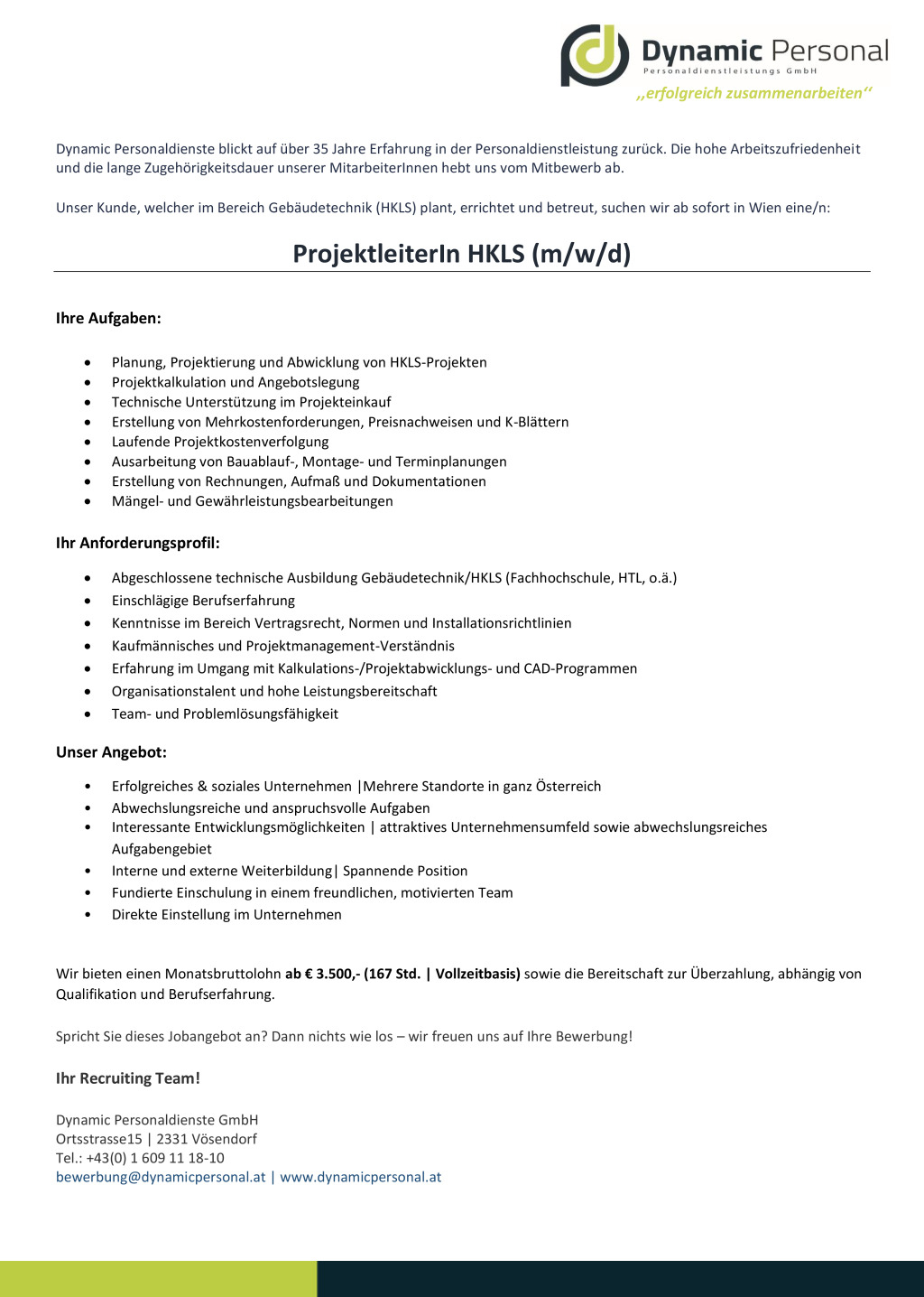ProjektleiterIn HKLS (m/w/d)