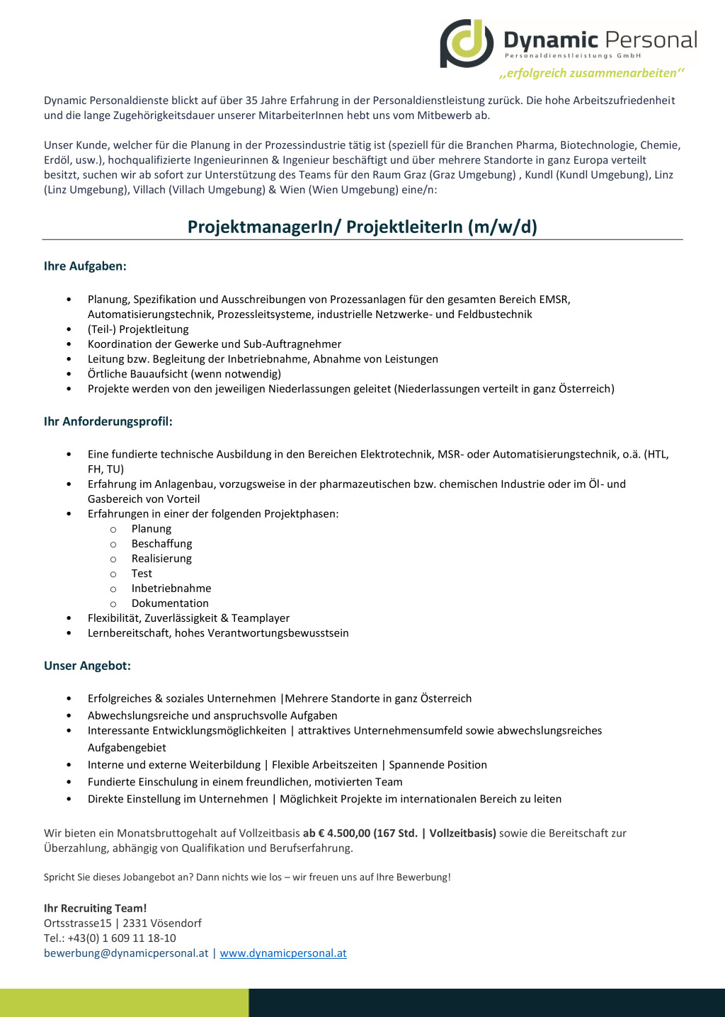 ProjektmanagerIn / ProjektleiterIn (m/w/d)