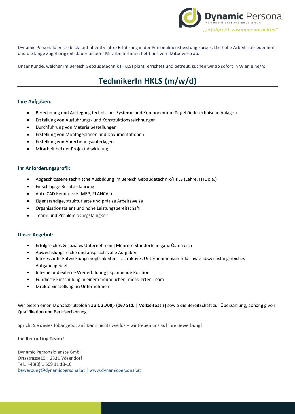 TechnikerIn HKLS (m/w/d)
