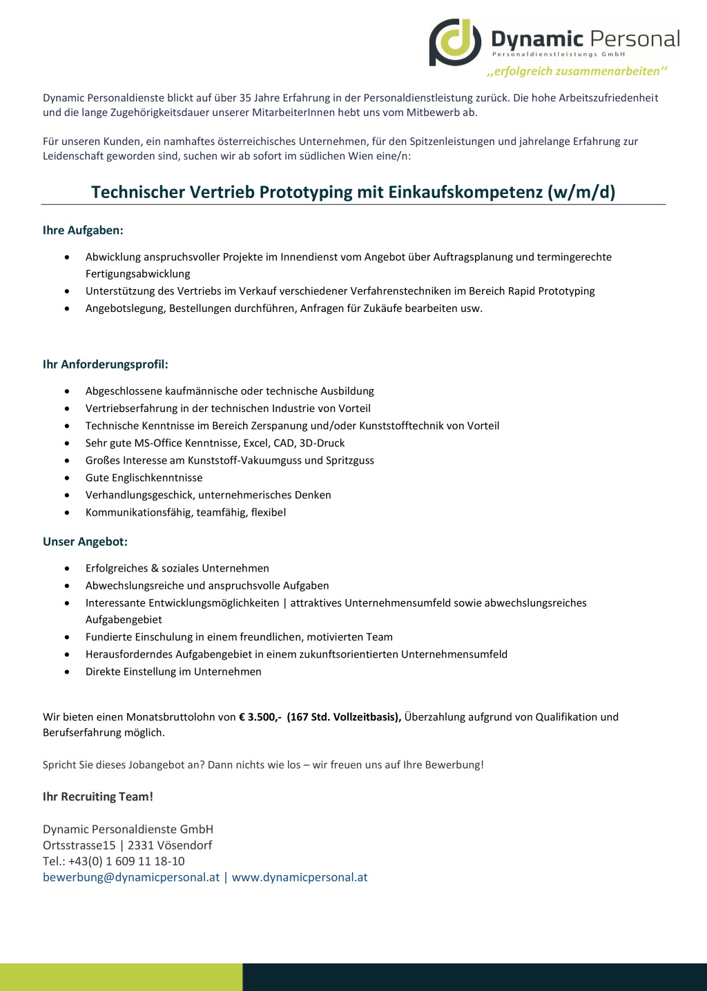 Technischer Vertrieb Prototyping mit Einkaufskompetenz (w/m/d)