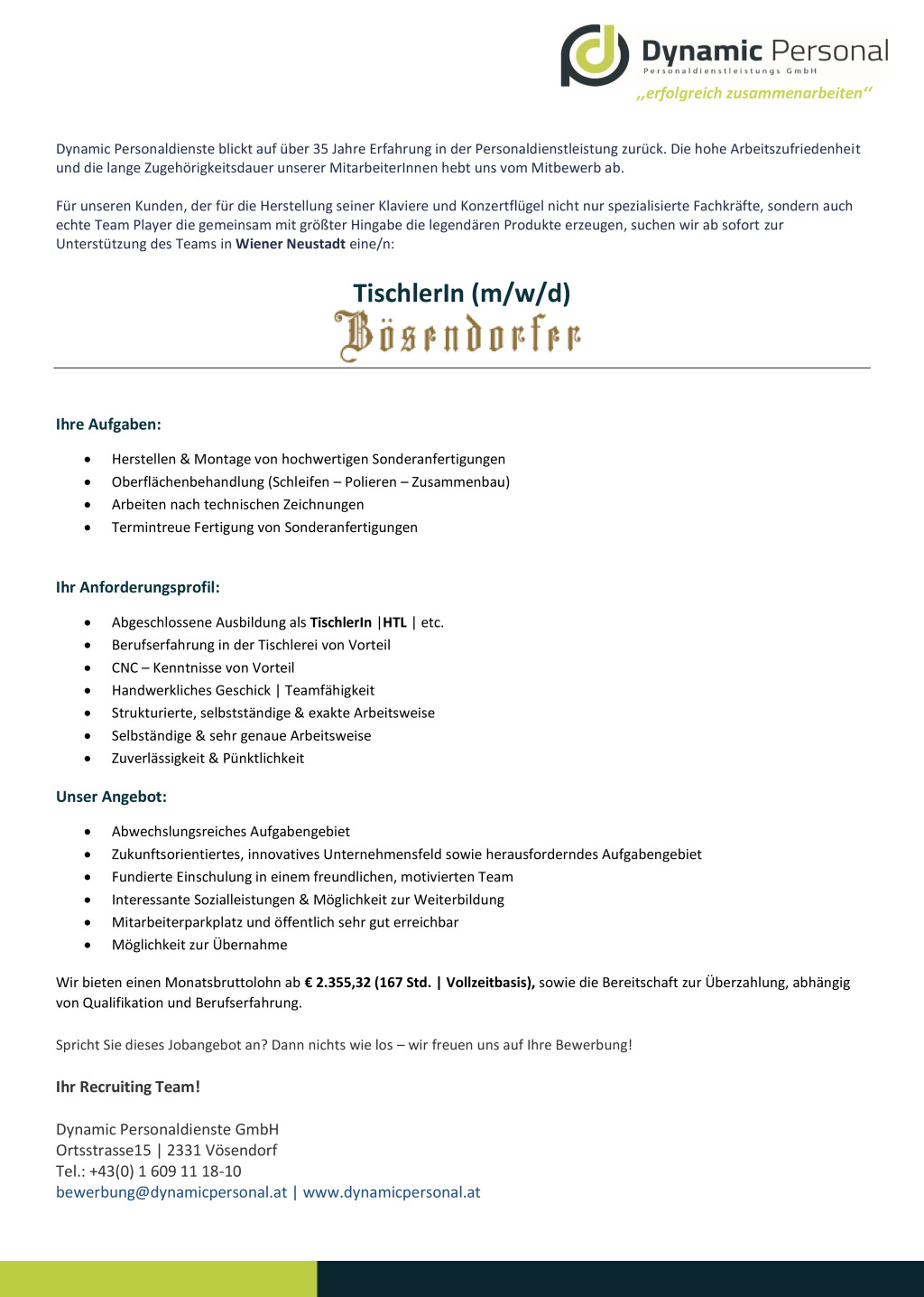TischlerIn (m/w/d)